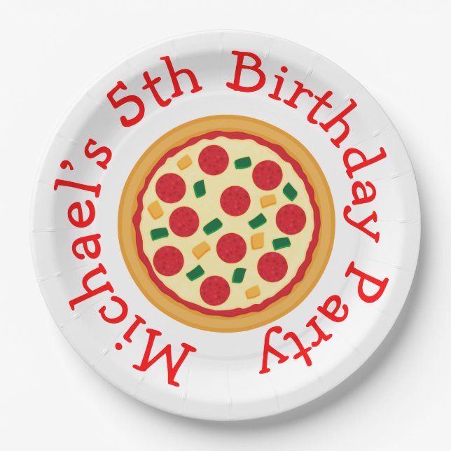 Assiettes En Carton Anniversaire de la Pizza (Devant)