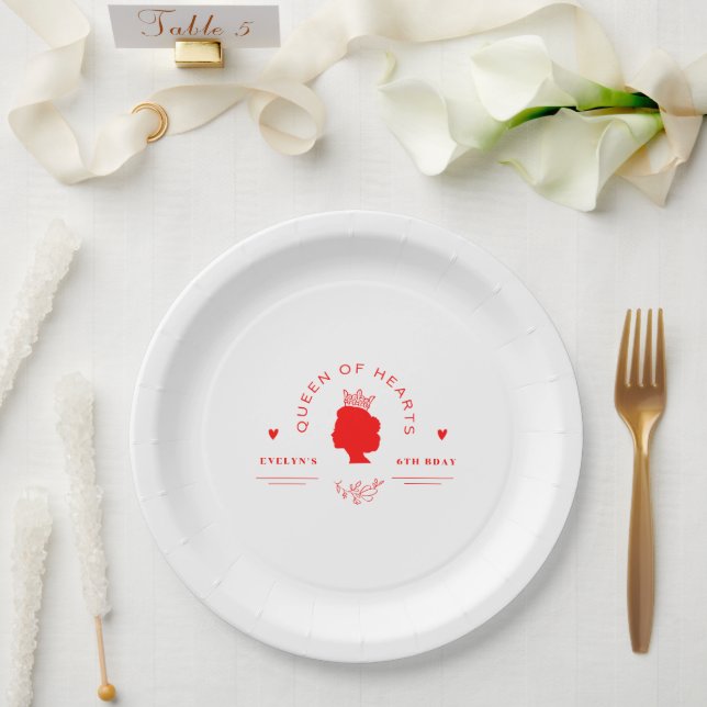 Assiettes En Carton Anniversaire de la Reine des Coeurs (Mariage)