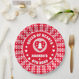 Assiettes En Carton Anniversaire De La Reine Des Coeurs Rouge Rétro