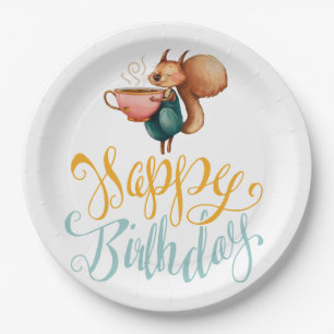 Assiettes En Carton Anniversaire de l'écureuil adorable