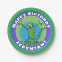 Anniversaire de lézard d'iguane animé vert amusant