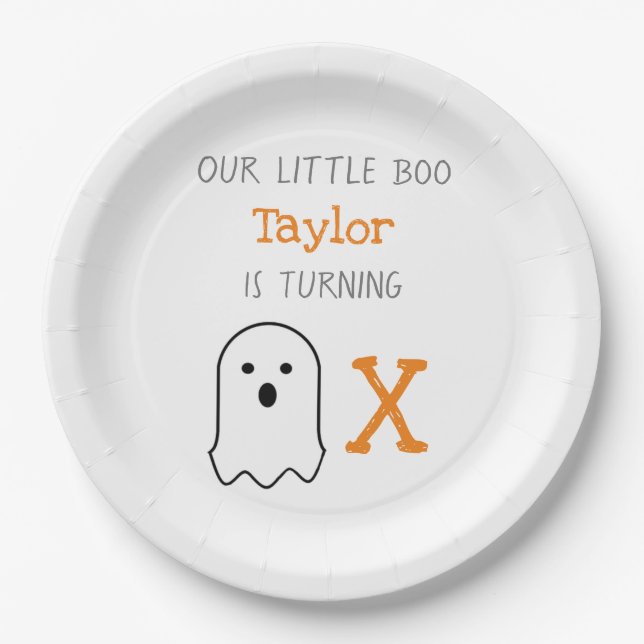 Assiettes En Carton Anniversaire de Little Boo Ghost (Devant)