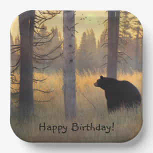 Assiettes En Carton Anniversaire de l'ours noir pittoresque