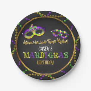 Assiettes En Carton Anniversaire de Mardi Gras