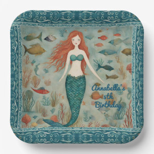 Assiettes En Carton Anniversaire de Mermaid