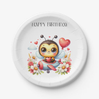 Assiettes En Carton Anniversaire de Pilote Abeille