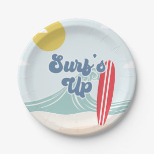 Assiettes En Carton Anniversaire de plage Surfs Up