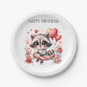 Assiettes En Carton Anniversaire de Raton Laveur Volant