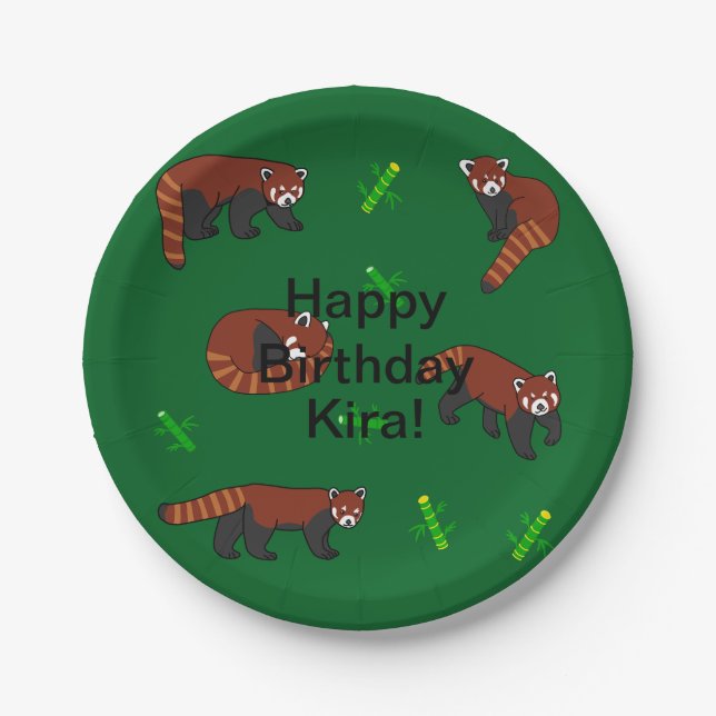 Assiettes En Carton Anniversaire de Red Panda (Devant)