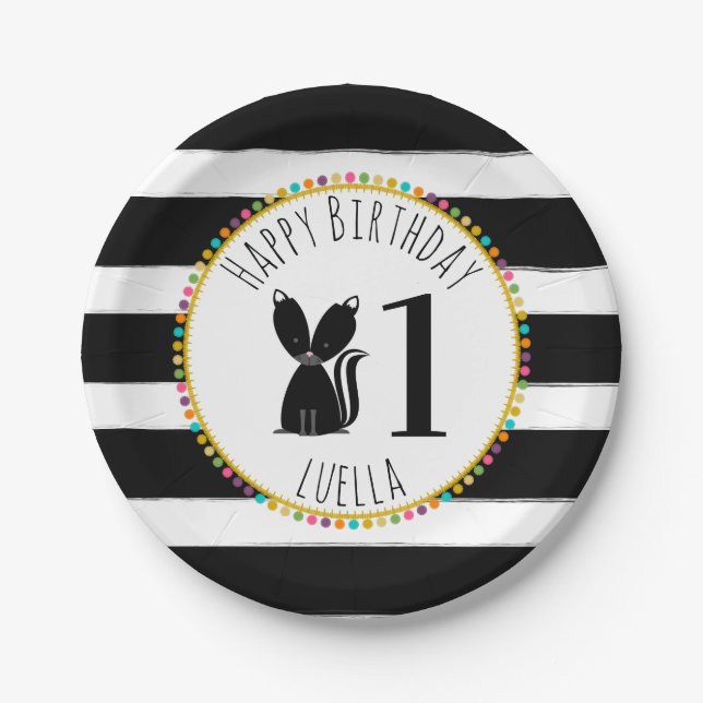 Assiettes En Carton Anniversaire de Skunk Pompom (Devant)