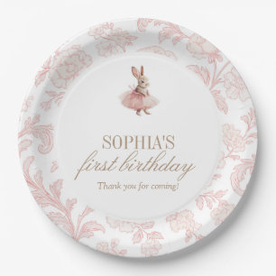 Assiettes En Carton Anniversaire de Some Bunny Lapin Rose Fête