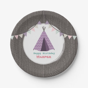 Assiettes En Carton Anniversaire de Tipi pourpre