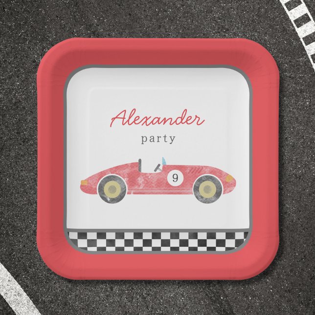 Assiettes En Carton anniversaire de voiture rouge (Créateur téléchargé)