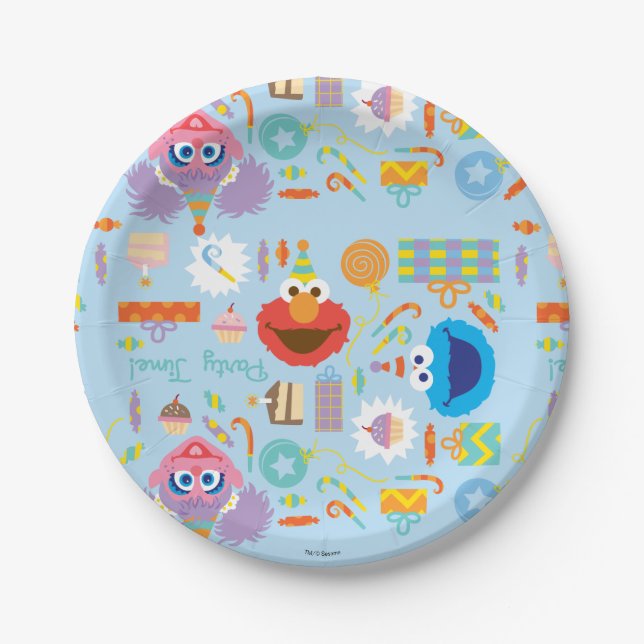Assiettes En Carton Anniversaire d'Elmo et d'Abby (Devant)