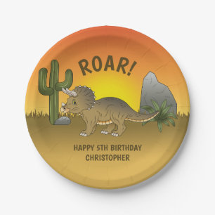 Assiettes En Carton Anniversaire d'enfant Triceratops Dinosaure Couche