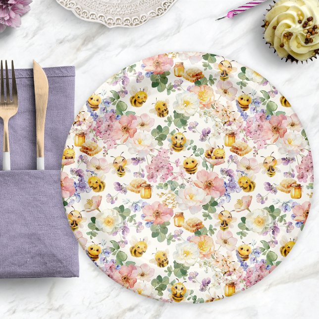 Assiettes En Carton Anniversaire des abeilles (Bee Birthday Paper Plates
)