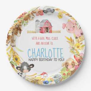 Assiettes En Carton Anniversaire des animaux de la ferme Barnyard