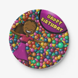 Assiettes En Carton Anniversaire des filles afro-américaines