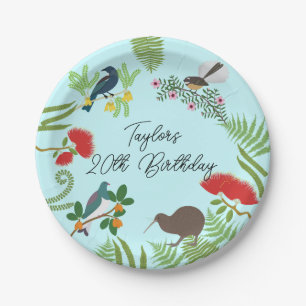 Assiettes En Carton Anniversaire des oiseaux de Nouvelle-Zélande