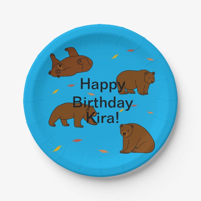 Assiettes En Carton Anniversaire des ours Brown (Devant)