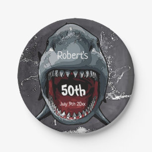 Assiettes En Carton Anniversaire des requins, Attaque des requins,