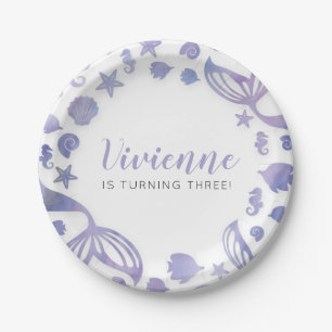 Assiettes En Carton Anniversaire des sirènes marines