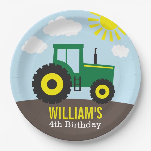 Assiettes En Carton Anniversaire des tracteurs agricoles (Devant)