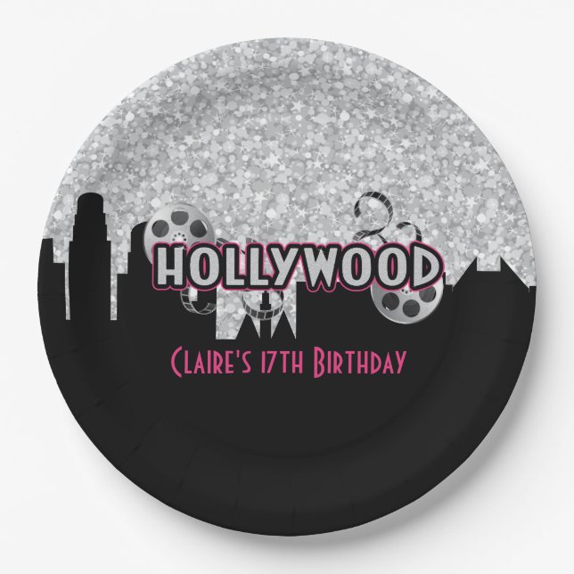 Assiettes En Carton Anniversaire d'Hollywood (Devant)