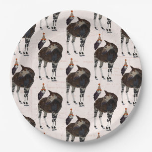 ASSIETTES EN CARTON ANNIVERSAIRE D'OKAPI ET DE HIBOU