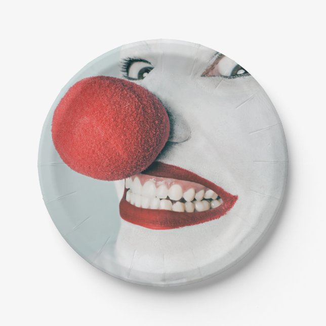Assiettes En Carton Anniversaire drôle du visage clown (Devant)