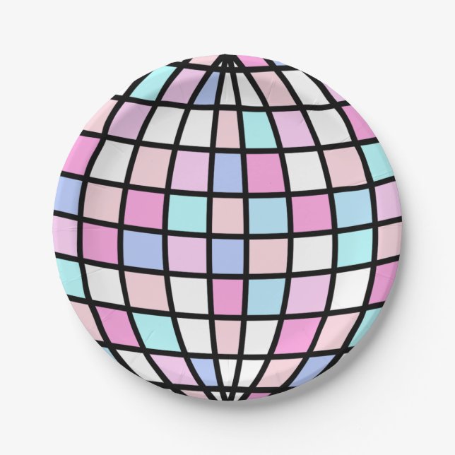 Assiettes En Carton Anniversaire du bal Disco super (Devant)