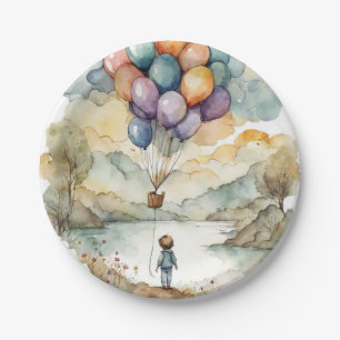 Assiettes En Carton Anniversaire du ballon haut, haut et loin