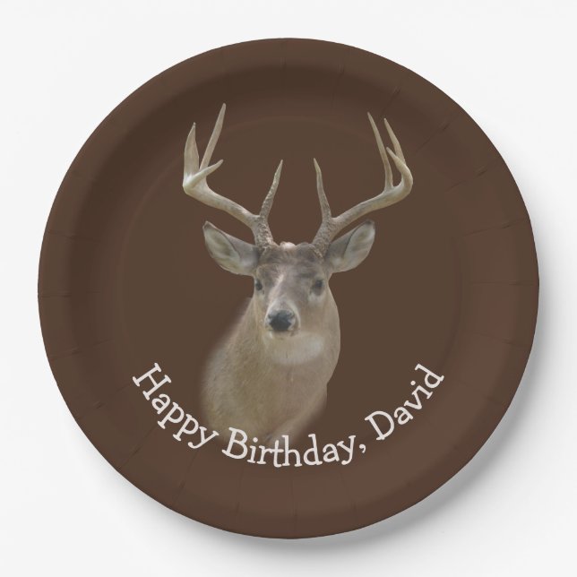 Assiettes En Carton Anniversaire du Big Buck Deer (Devant)