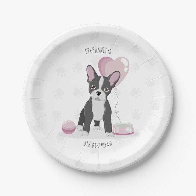 Assiettes En Carton Anniversaire du Bulldog français (Devant)