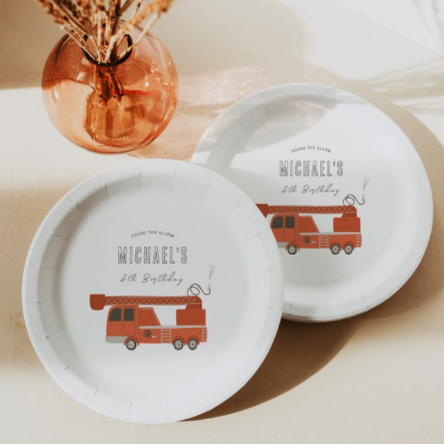 Assiettes En Carton Anniversaire du camion à feu (Créateur téléchargé)