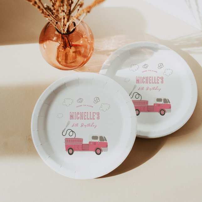 Assiettes En Carton Anniversaire du camion rose (Créateur téléchargé)