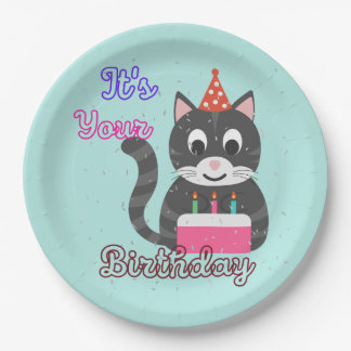 Assiettes En Carton Anniversaire du chat
