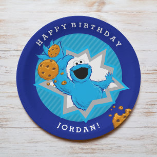 Assiettes En Carton Anniversaire du Cookie Monster