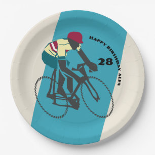 Assiettes En Carton Anniversaire du cyclisme de style rétro