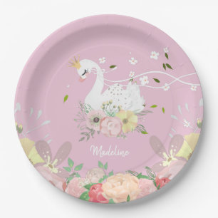 Assiettes En Carton Anniversaire du cygne floral