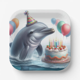 Assiettes En Carton Anniversaire du dauphin