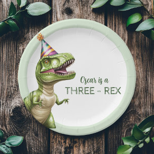 Assiettes En Carton Anniversaire du dinosaure à trois rapports   Dino 