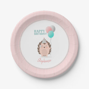 Assiettes En Carton Anniversaire du Hérisson mignon
