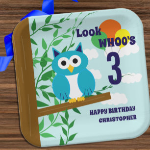 Assiettes En Carton Anniversaire du hibou