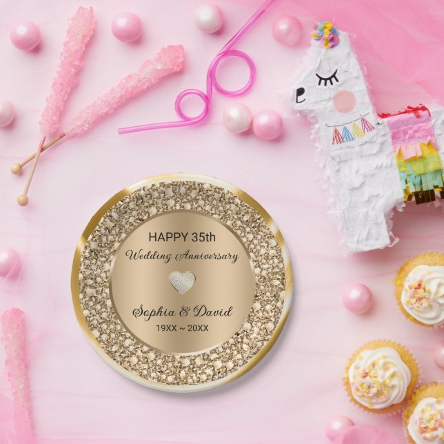 Assiettes En Carton Anniversaire du Mariage de diamants de cuivre (Fête)