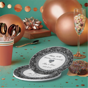 Assiettes En Carton Anniversaire du Mariage Diamond en Onyx Noir
