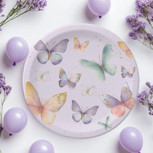 Assiettes En Carton Anniversaire du papillon pourpre (Créateur téléchargé)