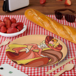Assiettes En Carton Anniversaire du personnage de Danseuse chic comiqu
