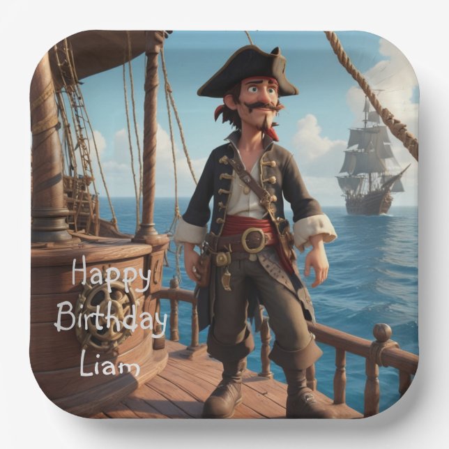 Assiettes En Carton Anniversaire du Pirate (Recto)