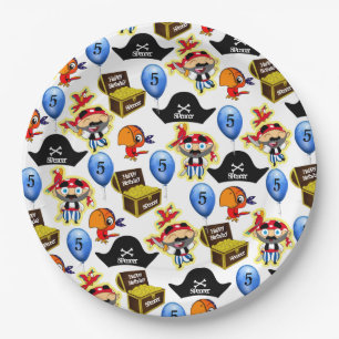 Assiettes En Carton Anniversaire du pirate personnalisé